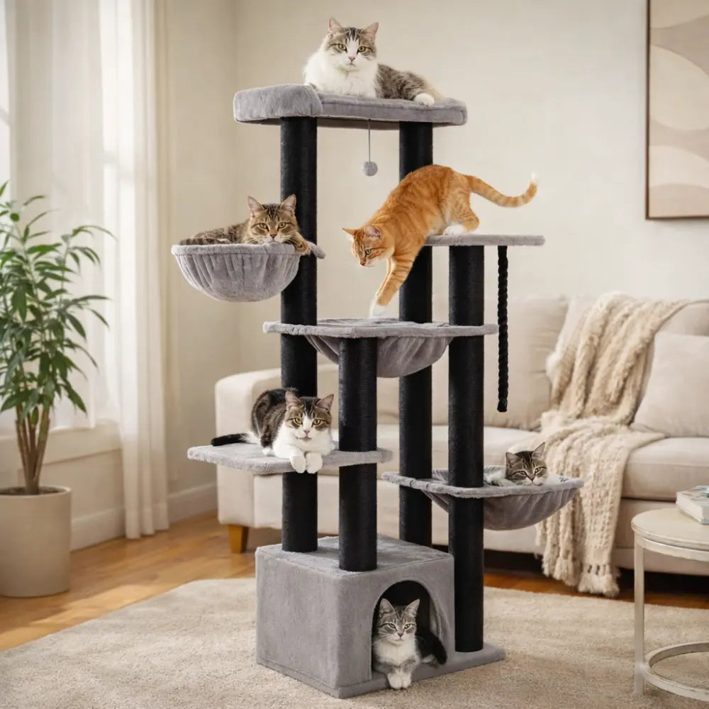 Arbre à chat XXL avec hamacs et griffoir sisal | TOWER™