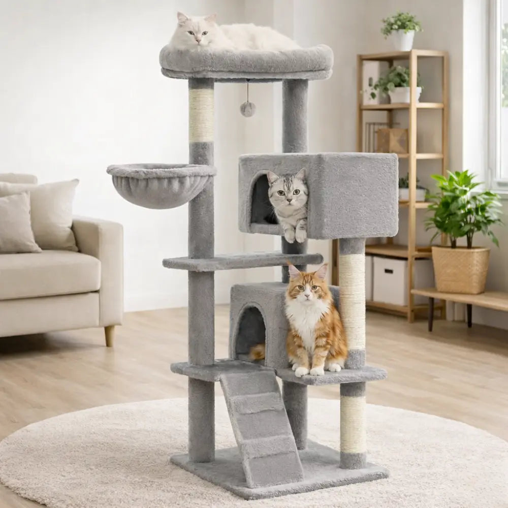 Arbre à chat en bois avec condo XXL et hamac | VELTO™