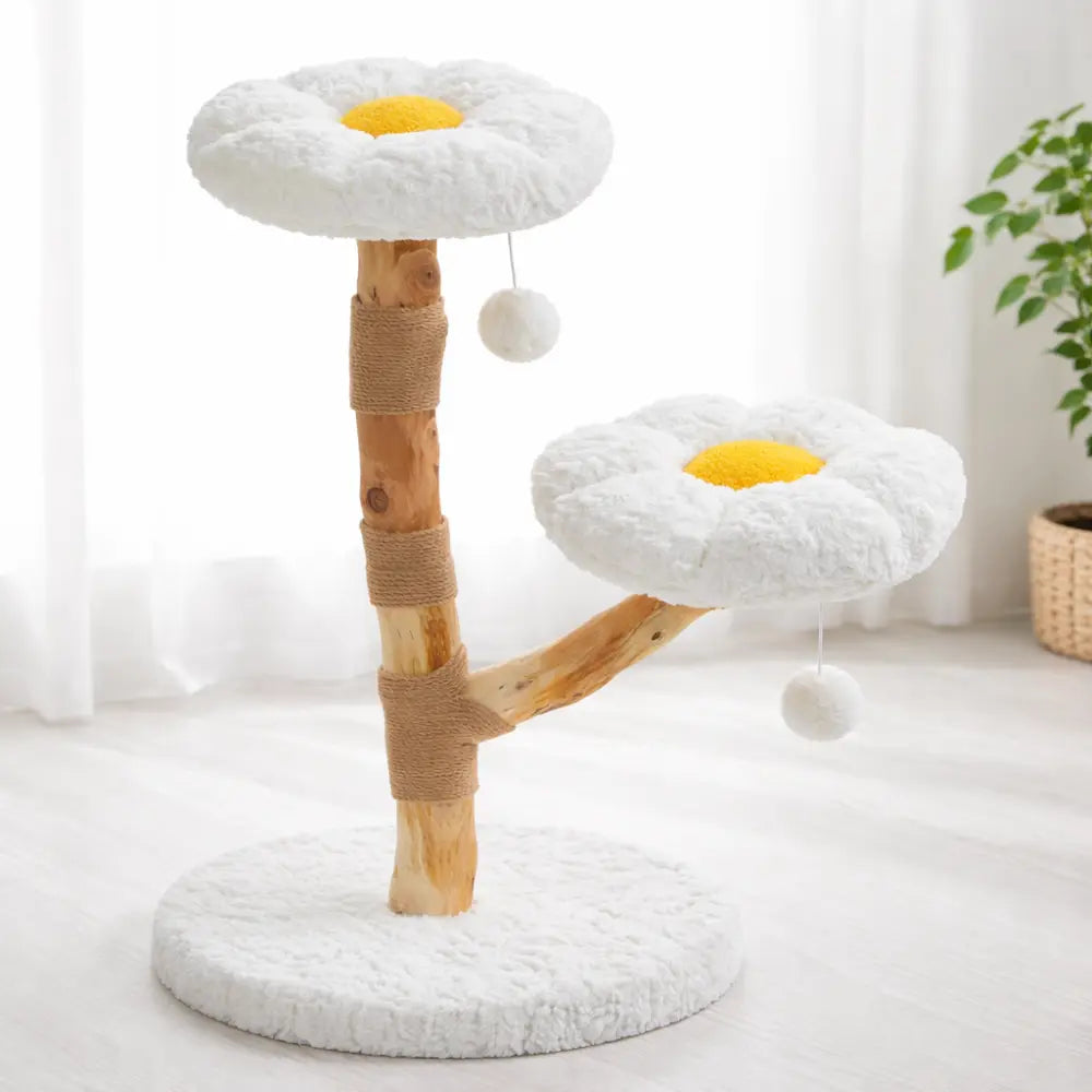 Petit arbre à chat en bois design avec griffoir | BLOOM™