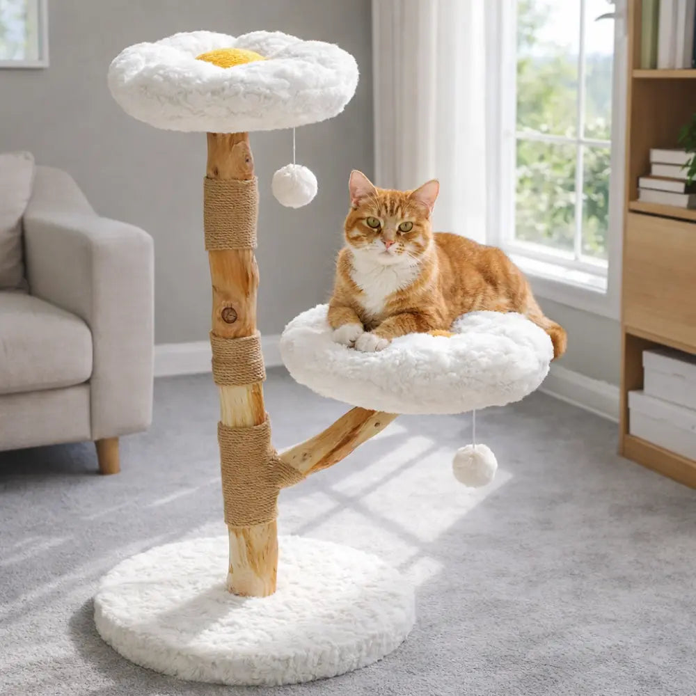 Petit arbre à chat en bois design avec griffoir | BLOOM™
