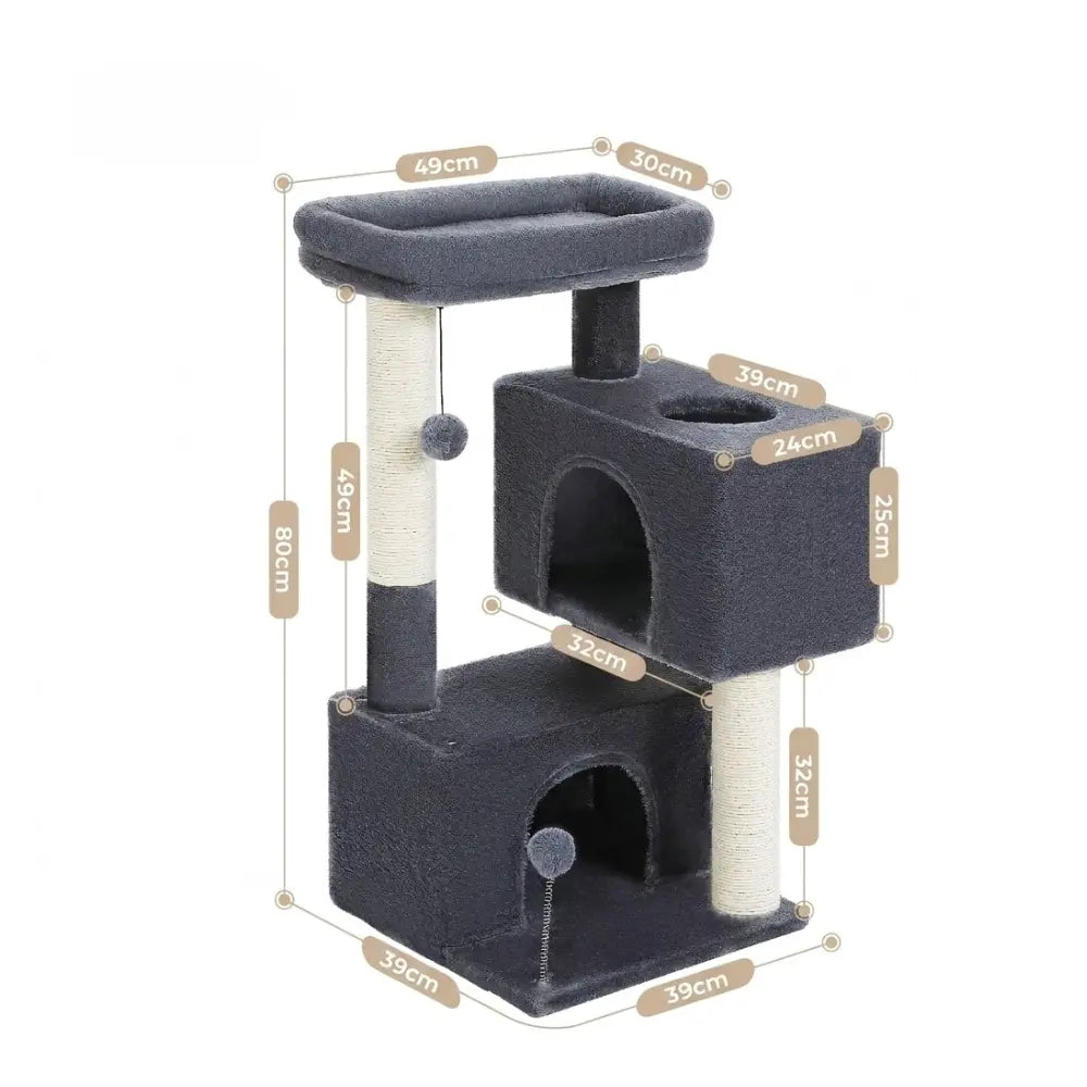 Petit arbre à chat multi-niveaux avec perchoirs et griffoirs | CASA™