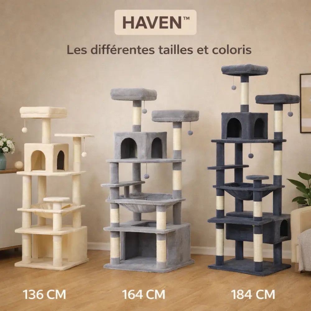 Arbre à chat avec hamac, niches et griffoirs | HAVEN™