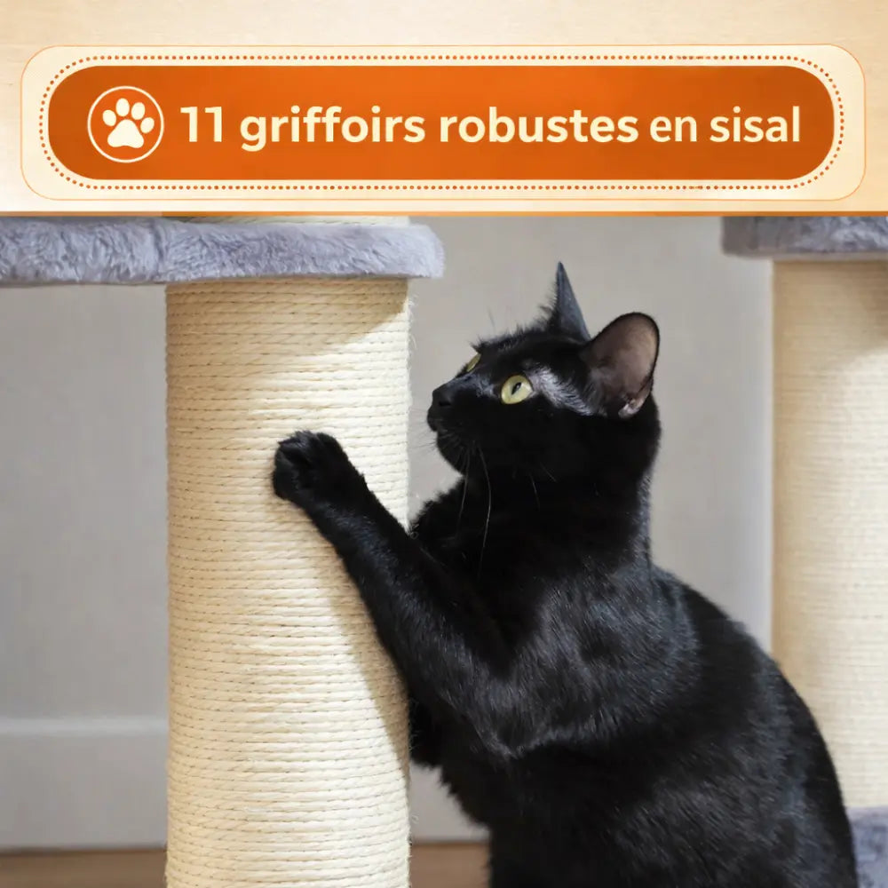 Arbre à chat XXL avec hamacs et griffoir sisal | TOWER™