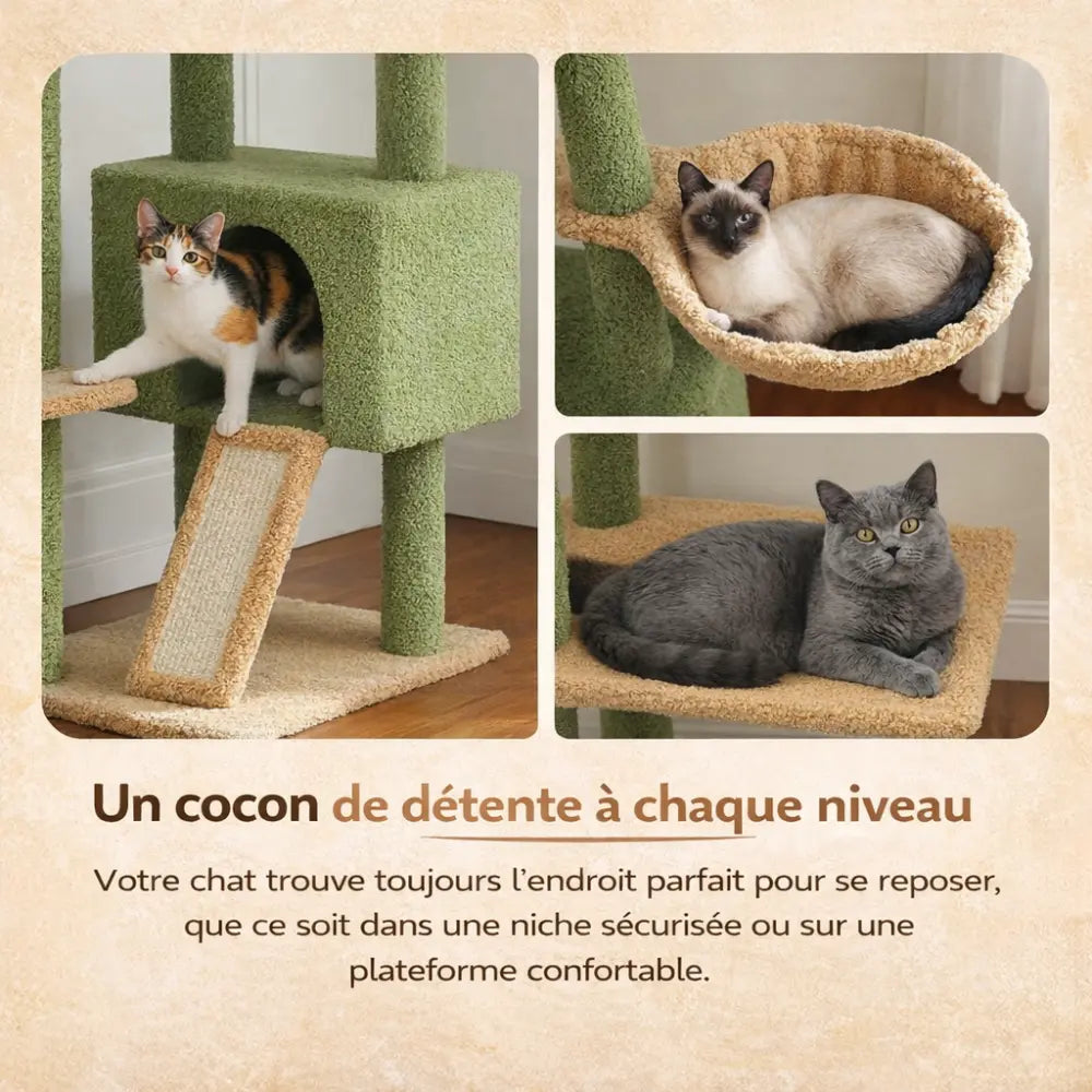 Arbre à chat XXL sol plafond réglable avec hamacs | VERTIGO™