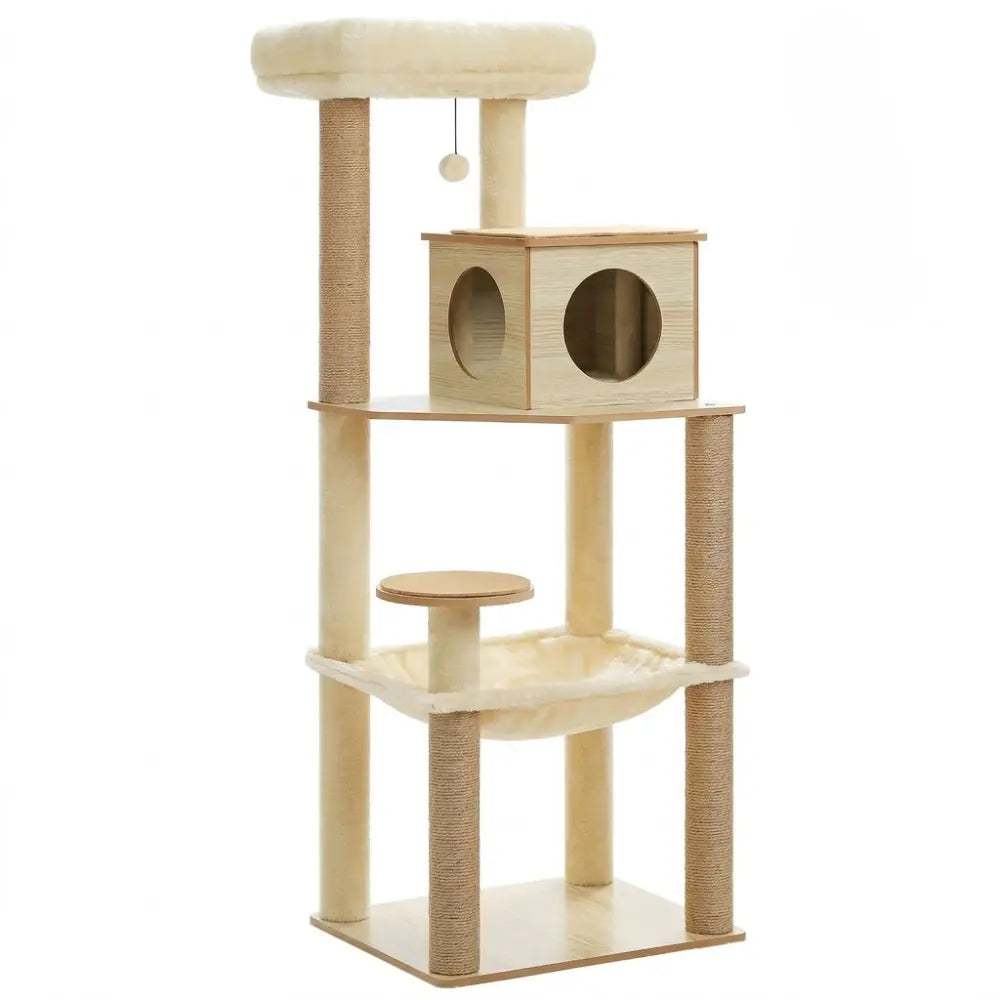 Arbre à chat bois avec hamac et condo fermé | FORESTA™