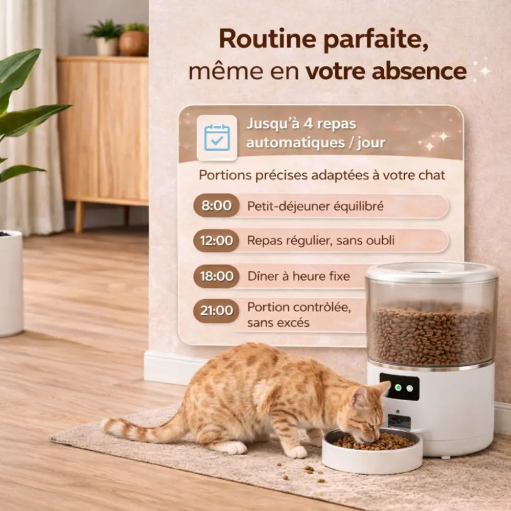 Distributeur de croquettes chat automatique 4L avec WiFi | AUTOFEED™