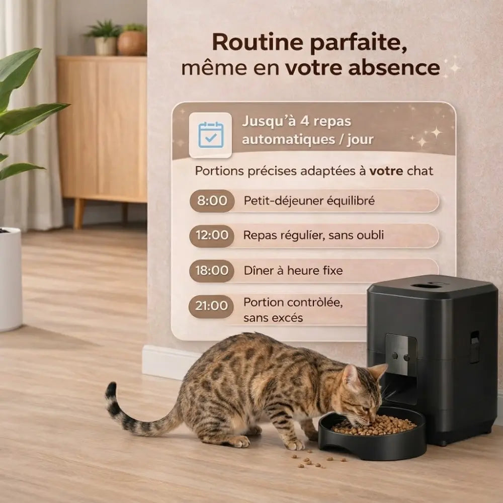 Distributeur de croquettes chat automatique connecté WiFi | SMARTFEED™
