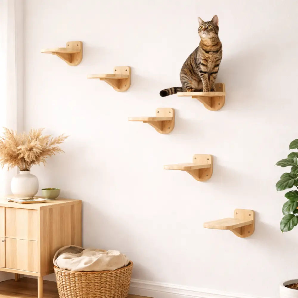 Étagères murales en bois modulable pour chat 5 pièces | SYLVA