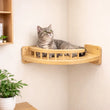 Étagère murale d’angle pour chat en bois avec rebords | LOOP ANGLE