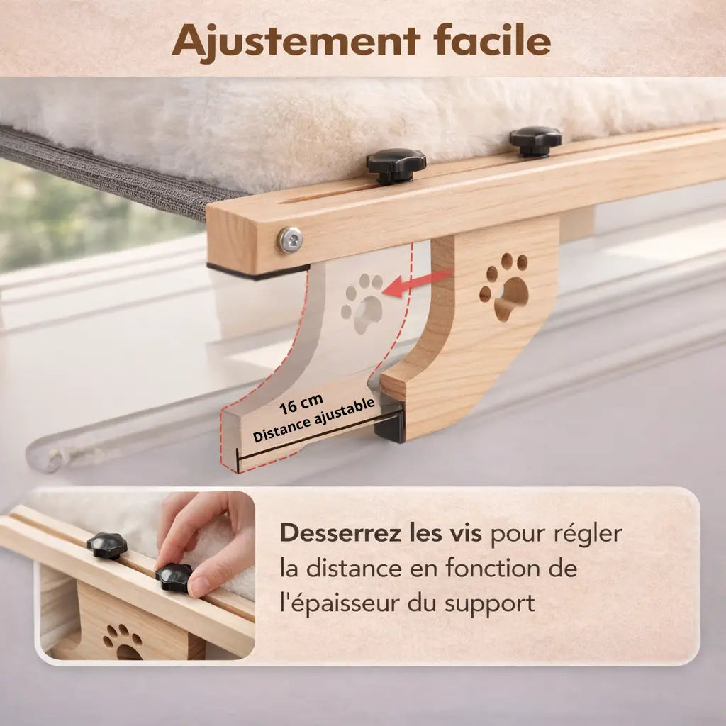 Hamac chat fenêtre moelleux avec support réglable | NEST