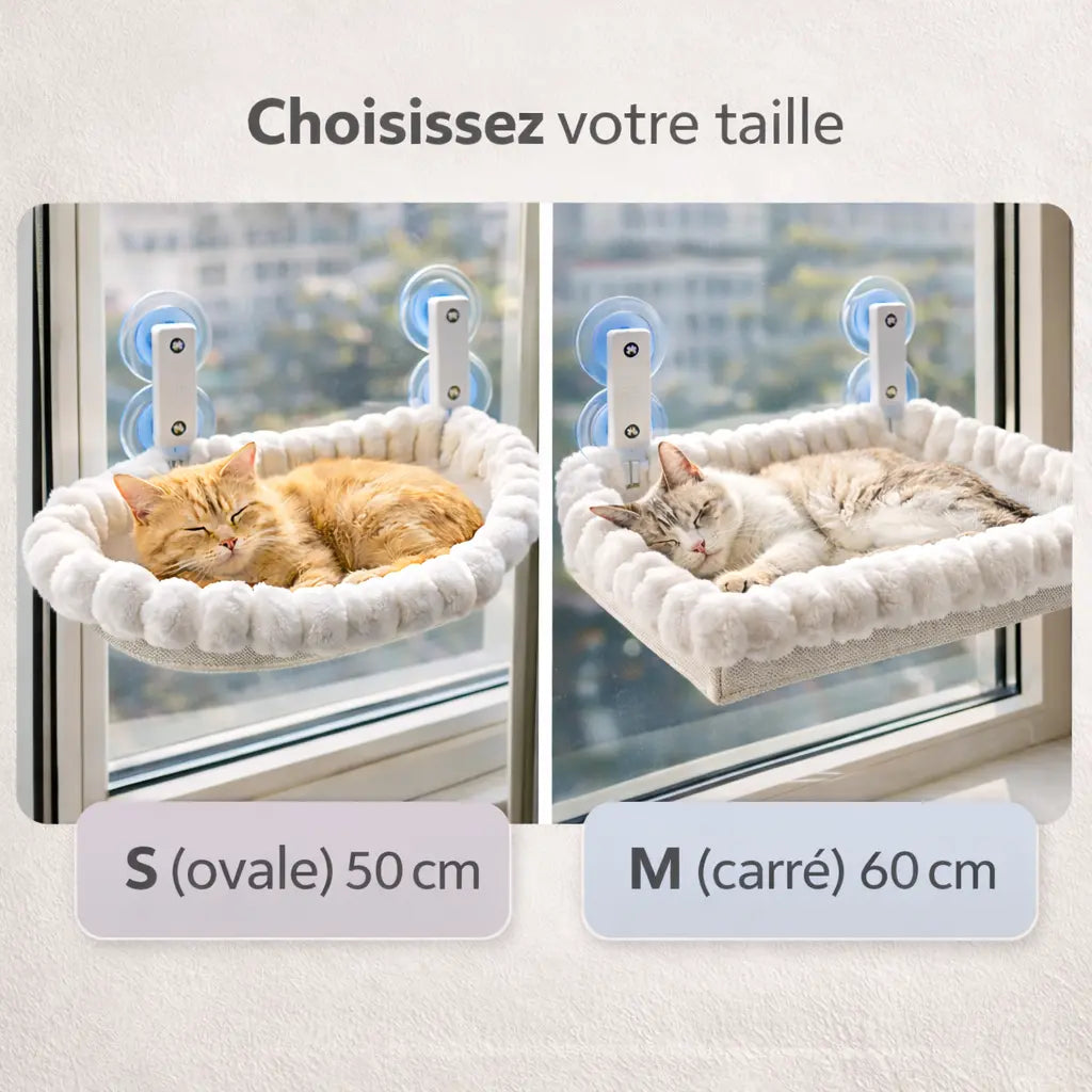 Hamac chat fenêtre velour avec support renforcé | COCOON