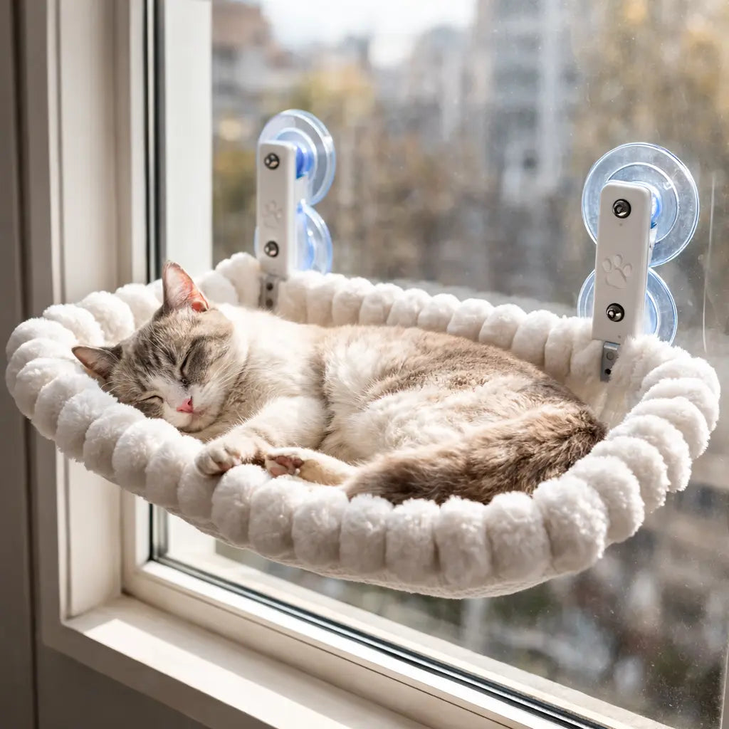 Hamac chat fenêtre velour avec support renforcé | COCOON