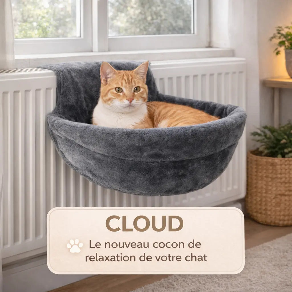 Hamac chat radiateur cocon en peluche douce | CLOUD