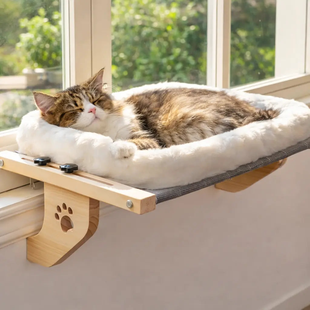 Hamac chat fenêtre moelleux avec support réglable | NEST