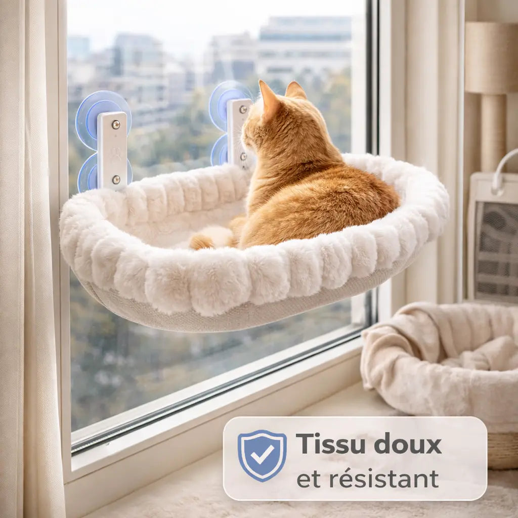Hamac chat fenêtre velour avec support renforcé | COCOON