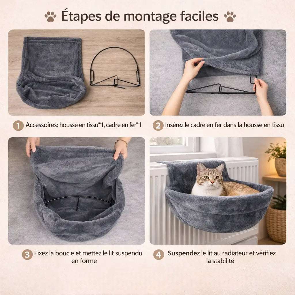 Hamac chat radiateur cocon en peluche douce | CLOUD