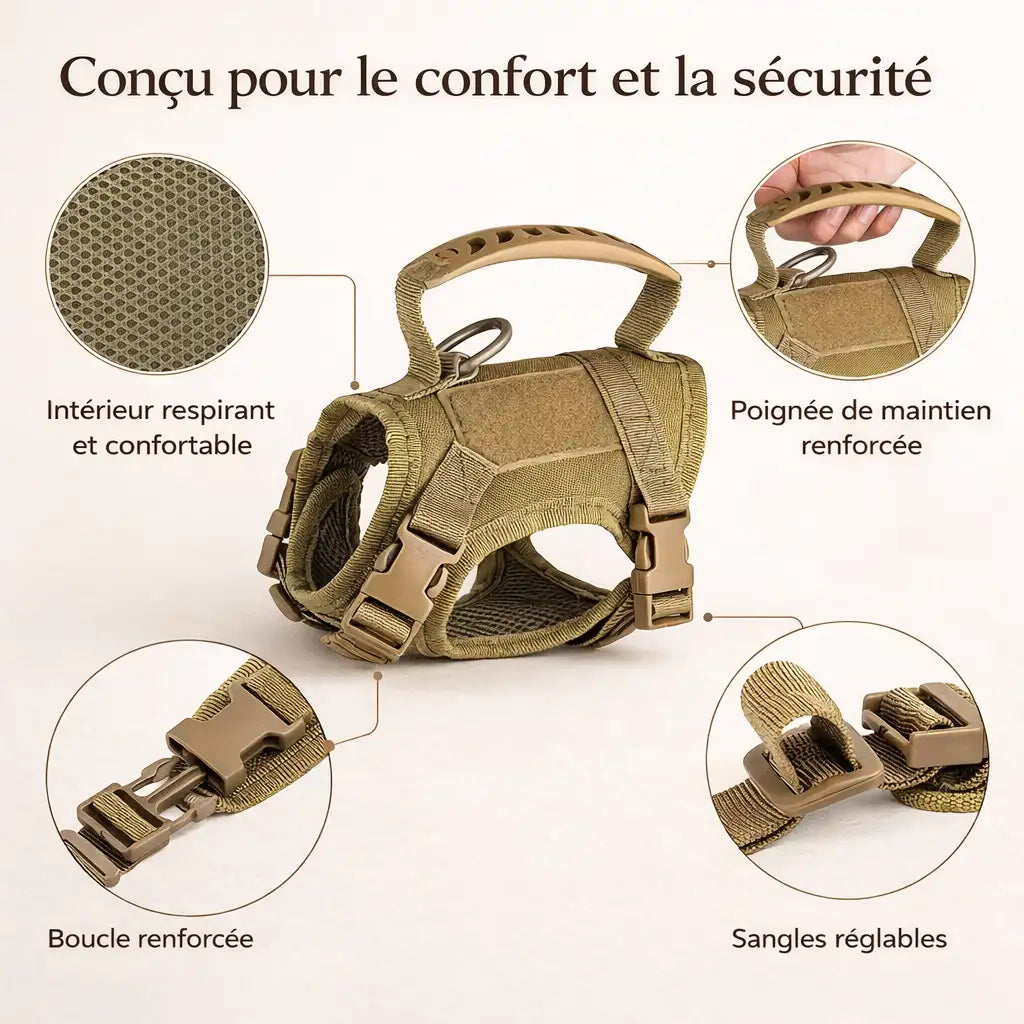 Harnais chat militaire anti-fugue réglable | RANGER™