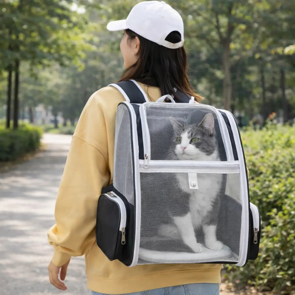 Sac à dos pour chat respirant en maille 3 faces ventilées | AIRA