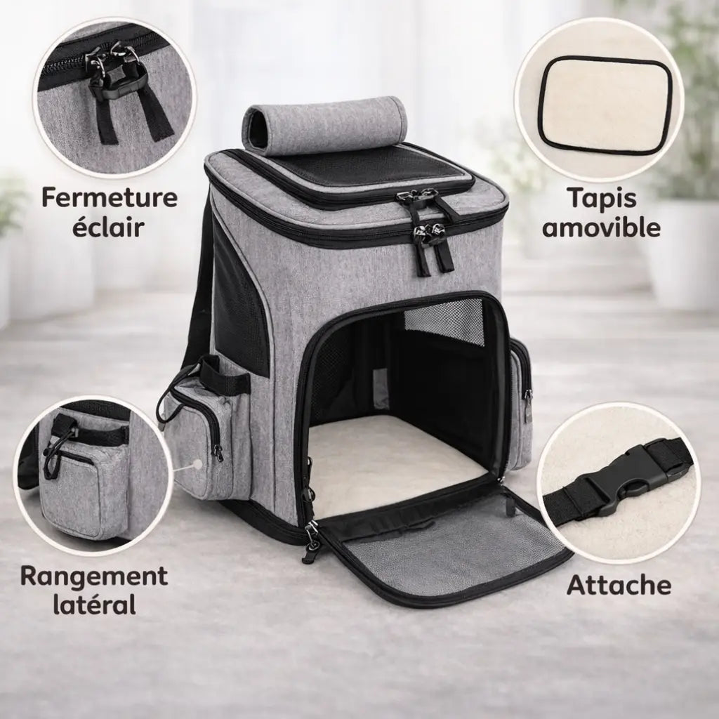 Sac à dos pour chat de transport extensible et respirant | NOVA