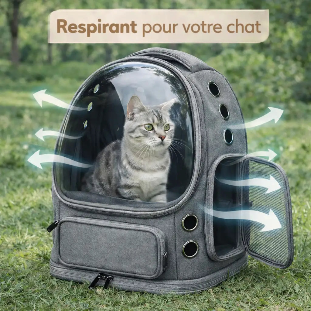 Sac à dos pour chat avec bulle panoramique respirante | ASTRA