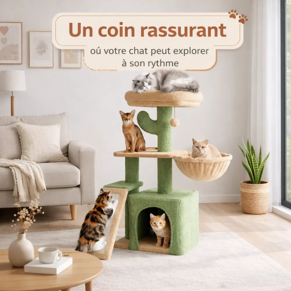 Petit arbre à chat design avec niche et hamac | VERDA™