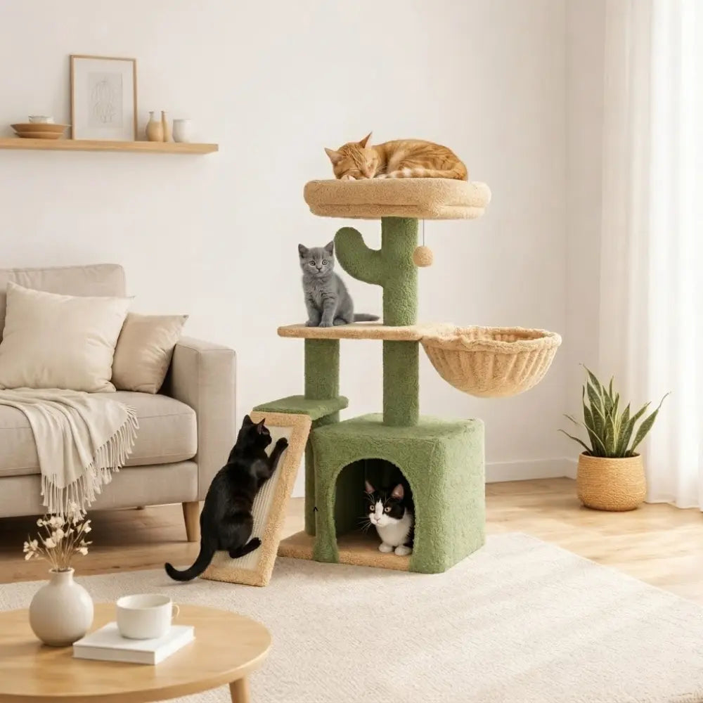 Petit arbre à chat design avec niche et hamac | VERDA™