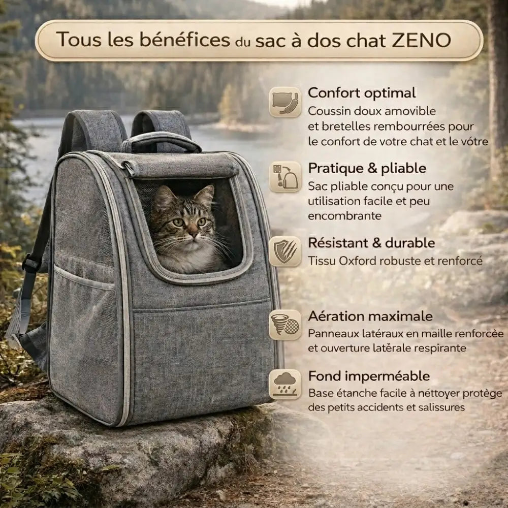 Sac à dos pour chat pliable avec ouverture latérale | ZENO